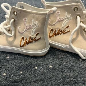 See By Chloe Cream Sneakers High-Top Canvas